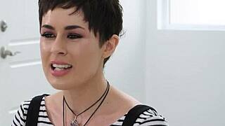 olive glass milf in lingerie masturbates her hairy pussy to orgasm on camera