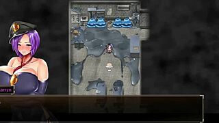 karryn gets rough threesome in prison with slime monster and thug, big tits bouncing wildly