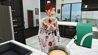 Stepson Caught Masturbating, Mature Woman Helps With Sex