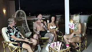 Bruna and Ale in sheer red lingerie swingers group