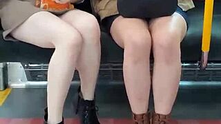 japanese cuties teasing with upskirts on the train for you