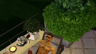 hunky sims 4 summer heat sweaty threesome with slut and muscle studs 😏