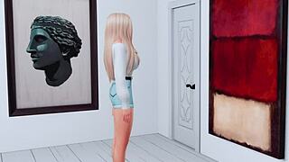 Perverted teen has sex with animated statue in sims 4
