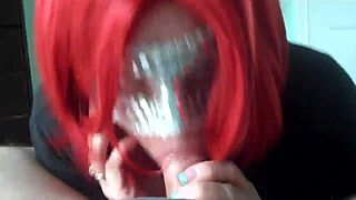 A redhead amateur wife enjoys a homemade session with her partner.