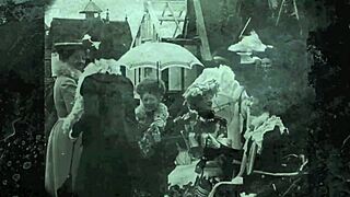 Vintage Scene Features Hairy Pussy Blowjob And Fucking With Antique Props.