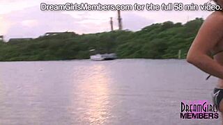 this teen in a wet t-shirt flashing her shaved pussy and tits, driving the florida neighbors crazy.