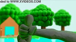 Cartoon porn with clay animation and handjob