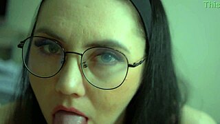 The wife with an insatiable desire performs a deep throat job and gets a facial