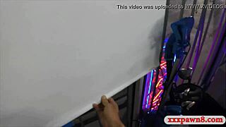 Ebony chick feels intense pleasure while getting pounded after selling stuff