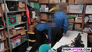 Stunning shoplifter caught red-handed in the office store, facing punishment at work.