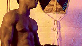 ebony hunk dominates muscular submissive