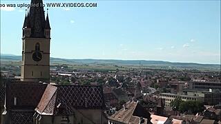 Top view of Sibiu, Romania from a tourist perspective
