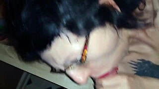 Horny secretary enjoys dildo play before getting cum on her glasses