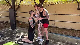 bi mmf threesome where the girl boxer takes turns on two big cocks with steve rickz, awlivv, and buck richards.