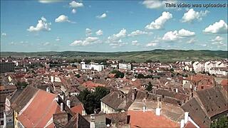 Top view of Sibiu, Romania from a tourist perspective