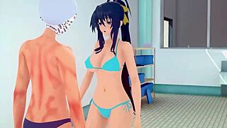 akeno begs for sex in the public pool