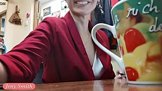 jeny smith strips naked at new job hidden cam