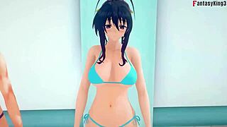 akeno begs for sex in the public pool