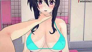 akeno begs for sex in the public pool