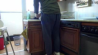 Horny Brunette with Big Ass Fucked in Kitchen Creampie