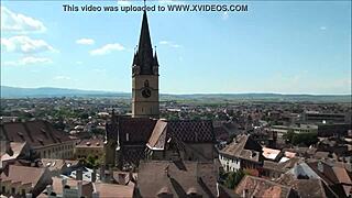 Top view of Sibiu, Romania from a tourist perspective