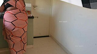 tamil owner jerks off before maid sasikala in kitchen.