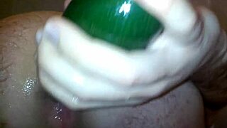 Gay Man Uses Vegetable in Ass During Shower