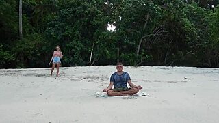 beach meditation turns sloppy blowjob