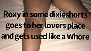 Roxy in sexy shorts delivers her ass at midnight!