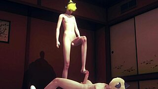 want to see len the femboy get hard sex and creampie in yaoi threesome?