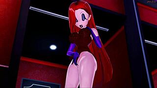 jessica rabbit fingers her pussy in a hotel room - cartoon hentai