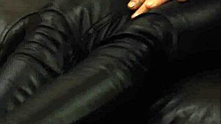 Rock Chick in Leather Pants and Leather Biker Jacket