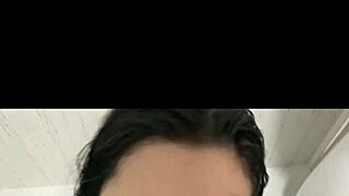 Latina fucks in shower, cum on face.