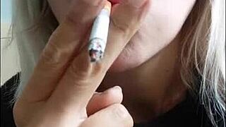 Smokin' sexy hot babe in miniskirt