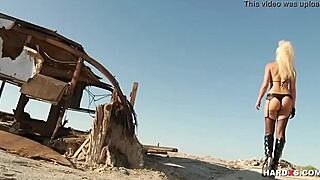 The naughty blonde casually handles two cocks in a threesome blowjob session