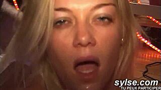 Bold milf seduces virgin teen boy in public train, intense fucking