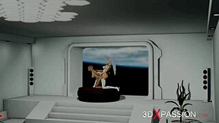 female cyborg bangs horny girl hard in space station