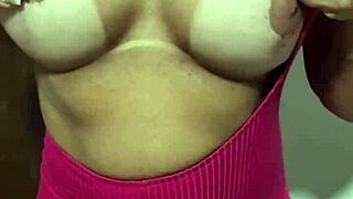 Damn! Blonde Flaunts Her Pink Jumpsuit And Juicy Clit!