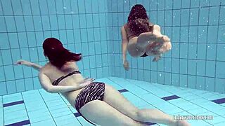 Katrin privsem and lucy gurchenko are underwater babes in bikinis at the pool