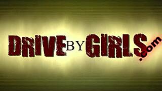 Public cum shot through car window at pretty blonde girl's face