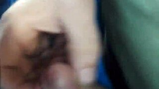 Public masturbation cum shot in outdoor setting.