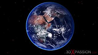 female cyborg bangs horny girl hard in space station