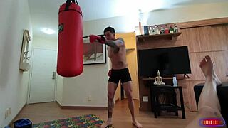 athletic bodybuilder brunette mai performs in brazilian scene.