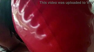 Laura on heels, sexy milf sucking big cock with cum swallow in pov