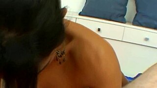 Hey, check out this brunette young girl giving an amazing titjob with her natural assets