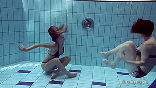 Katrin privsem and lucy gurchenko are underwater babes in bikinis at the pool