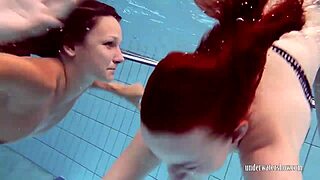 Katrin privsem and lucy gurchenko are underwater babes in bikinis at the pool
