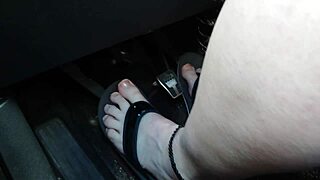 Damn! Chubby Amateur Goes Barefoot in Flip Flops While Driving!