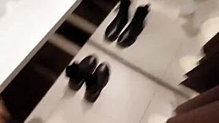 Sexy Brunette Risks It All For Intense Orgasms In Public Changing Room