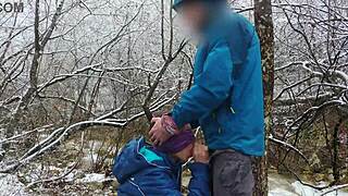 Public blowjob near mountain river